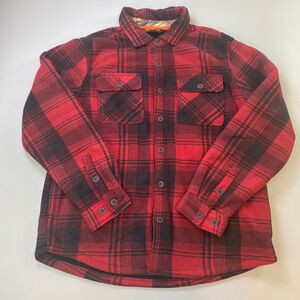 Realtree Shirt Jacket Mens XL Fleece Plaid Camo Red Black Outdoor Workwear Warm